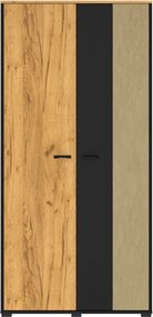 Szafa młodzieżowa COLIN 02 2D dąb złoty craft/czarna ML MEBLE