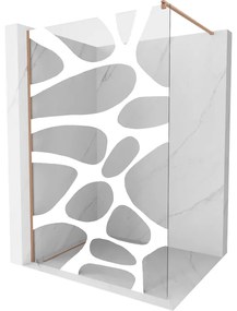 Mexen Kioto ścianka prysznicowa Walk-in 140 x 200 cm, biały wzór 8 mm, miedź szczotkowana - 800-140-101-65-97