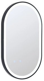 Lustro łazienkowe podświetlane owalne przeciwparowe z czarną ramą 60 x 90 cm - ALARICO