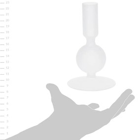Szklany świecznik na nóżce, 14 cm
