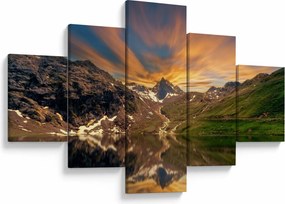Obraz - Odbicie w górskim jeziorze (125x70 cm)