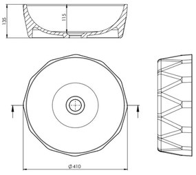 Umywalka z konglomeratu nablatowa okrągła bez otworu na baterię 41 cm PRISMA