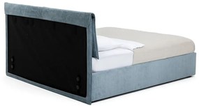 Niebieskie tapicerowane łóżko dwuosobowe ze schowkiem i stelażem 180x200 cm Thessa Pillow – Bonami Selection