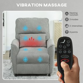 HOMCOM Elektryczny fotel relaksacyjny/fotel TV z funkcją leżenia, ogrzewaniem i masażem wibracyjnym | Aosom PL