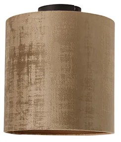 Lampa sufitowa czarny matowy aksamitny klosz brązowy 25 cm - Combi Nowoczesny Oswietlenie wewnetrzne