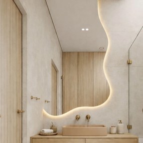 Lustro asymetryczne z podświetleniem FLOW Corner LED | Różne rozmiary | Różne kolory : Kolor tafli szkła - Srebrny, Rozmiar - 120 x 214,5 cm, Wersja - Lewa