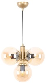 Lampa wisząca w żółto-złotym kolorze ze szklanym kloszem ø 15 cm Hector – Squid Lighting