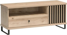 Szafka RTV ALMERIA - Dąb artisan / Stelaż czarny / 124 cm