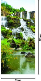 Fototapeta na drzwi - Wodospady z zielenią (95x205cm)