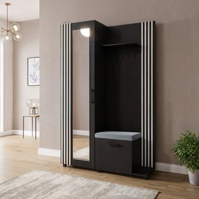 Masseno Garderoba ARMADIO 137/207/42 cm do Przedpokoju Nowoczesna Czarna