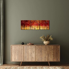 Obraz - Malowanie lasu liściastego (z zegarem) (90x30 cm)