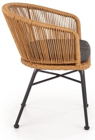 K400 krzesło czarny , naturalny, popielaty, rattan, tkanina, boho,