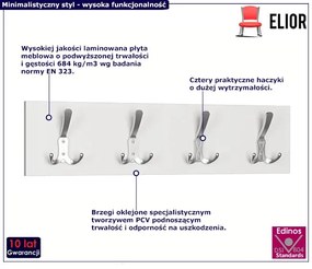 Biały wieszak ścienny z 4 haczykami W5-F35