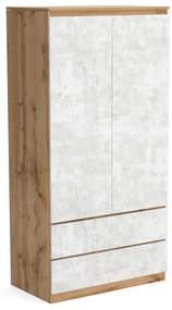 Szafa 90cm Garderoba z 2 szufladami i wieszakiem LUNA Dąb Wotan/Beton