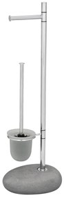 WENKO 19494100 - Szczotka WC PEBBLE STONE 23,5x70 cm połysk. chrom/szary/satyna