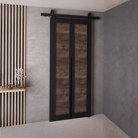 Drzwi Przesuwne QUDIO M1 Czarny + Jesion Ciemny 70