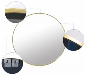 Złote okrągłe lustro ścienne LEOBERT - różne rozmiary Średnica lustra: 80 cm
