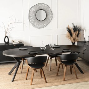 Stół Okrągły Rozkładany LUKAS 100-250 cm Czarny Nowoczesny Loft