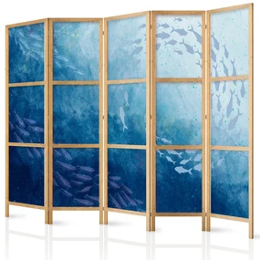 Parawan japoński Zwierzęta 225x172 cm 5-częściowy niebieski ARTGEIST B