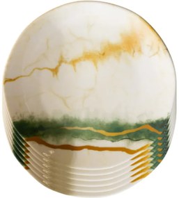 Zestaw 6 talerzy deserowych i 1 talerz do serwowania Emerald
