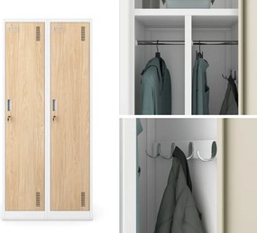 Szafa socjalna czterokomorowa Eco Design Kacper 80x50x180 cm biały/dąb sonoma