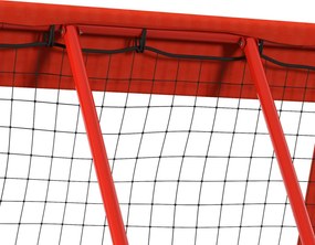 HOMCOM Siatka do Odbijania Piłki, Regulowana, Składana, Metalowa Rama, Siatka Wszechpogodowa, w zestawie kołki, Czerwona