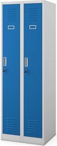 Dwudrzwiowa szafa BHP wąska 60x50x180 cm Kacper 2 szary/niebieski
