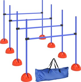 PawHut 4-częściowy zestaw agility dla psów z 4 przeszkodami i torbą transportową do treningu skoków, Niebieski | Aosom PL