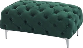 Puf chesterfield z zielonego weluru EDWINA