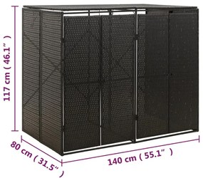 Czarna podwójna osłona na śmietniki ogrodowe T8-R75