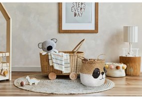 Biało-naturalny dziecięcy kosz na zabawki z trawy morskiej ø 25x24 cm Panda – Compactor