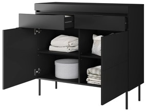 Komoda dwudrzwiowa Sentia 105 z dwoma szufladami - czarny / czarny