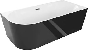 Mexen Mia wanna wolnostojąca narożna prawa 140 x 75 cm, biała/czarna, przelew gun metal - 52691407575P-95