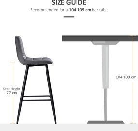 HOMCOM Hokery barowe 2 szt z podnóżkiem Retro design Stabilne i komfortowe Szary | Aosom PL