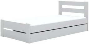 Białe klasyczne łóżko z szufladą i materacem 80x160 L6-H49