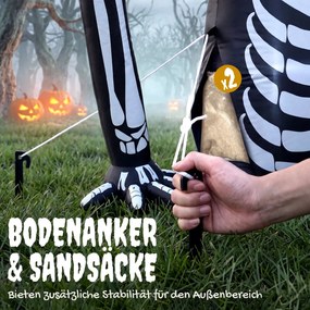 Outsunny Nadmuchiwany szkielet na Halloween wychodzący z ziemi, z lampkami LED, straszna dekoracja do wnętrz i na zewnątrz | Aosom PL