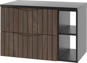 Zestaw Łazienkowy 80cm Szafka z Blatem Regał Ryflowane Fronty Dąb Orzech Stella