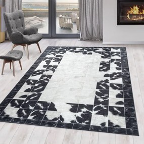 Dywan drukowany antypoślizgowy Fiesta patchwork kremowo-czarny 160 cm x 230 cm