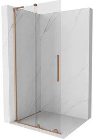 Mexen Velar L ścianka prysznicowa rozsuwana Walk-in 90 x 200 cm, transparent 8 mm, miedź szczotkowana - 871-090-003-03-65