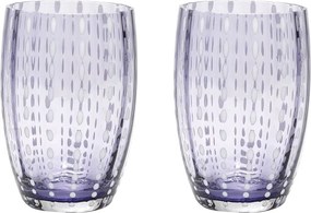Szklanka Zafferano Perle Lavender – dmuchane ustami kolorowe szkło, 32 cl, ręcznie robione – zestaw 2 kieliszków rzemieślniczych do wody lub koktajli
