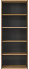 Antracytowo-naturalny regał w dekorze dębu 75x196x40 cm Podium – Germania