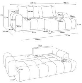 Szary rozkładany/ze schowkiem narożnik z tkaniny szenilowej (prawostronny/z szezlongiem) Roxelane – Bobochic Paris