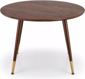 Okrągły stół Hestiano 110 cm w kolorze orzechowym z MDF i złotymi detalami do jadalni