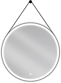 Mexen Reni lustro łazienkowe podświetlane, okragłes 80 cm, LED 6000K, antypara, rama czarna - 9812-080-080-611-70