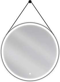 Mexen Reni lustro łazienkowe podświetlane, okragłes 80 cm, LED 6000K, antypara, rama czarna - 9812-080-080-611-70