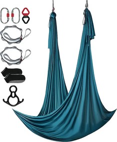 Hammock do Jogi SucceBuy, Huśtawka Powietrzna z Jedwabiu i do Jogi, 11 m, Hammock Trapezowy do Inwersji, Zielony, Zestaw Hammocka z Tkaniny Nylonowej 100 g/m²