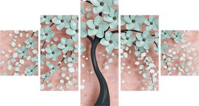 Obraz - Pastelowe niebieskie kwiaty (125x70 cm)