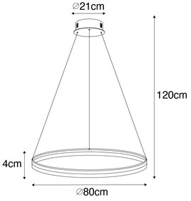 Designerska lampa wisząca złota 80cm LED 3-stopniowe ściemnianie - AnelloDesignerski Oswietlenie wewnetrzne