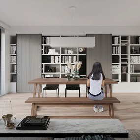 Biała lampa wisząca z tekstylno-szklanym kloszem Gryfin – Nice Lamps