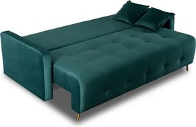 Sofa z Funkcją Spania SEUL Rozkładana Dwuosobowa Welurowa Zielona do Salonu